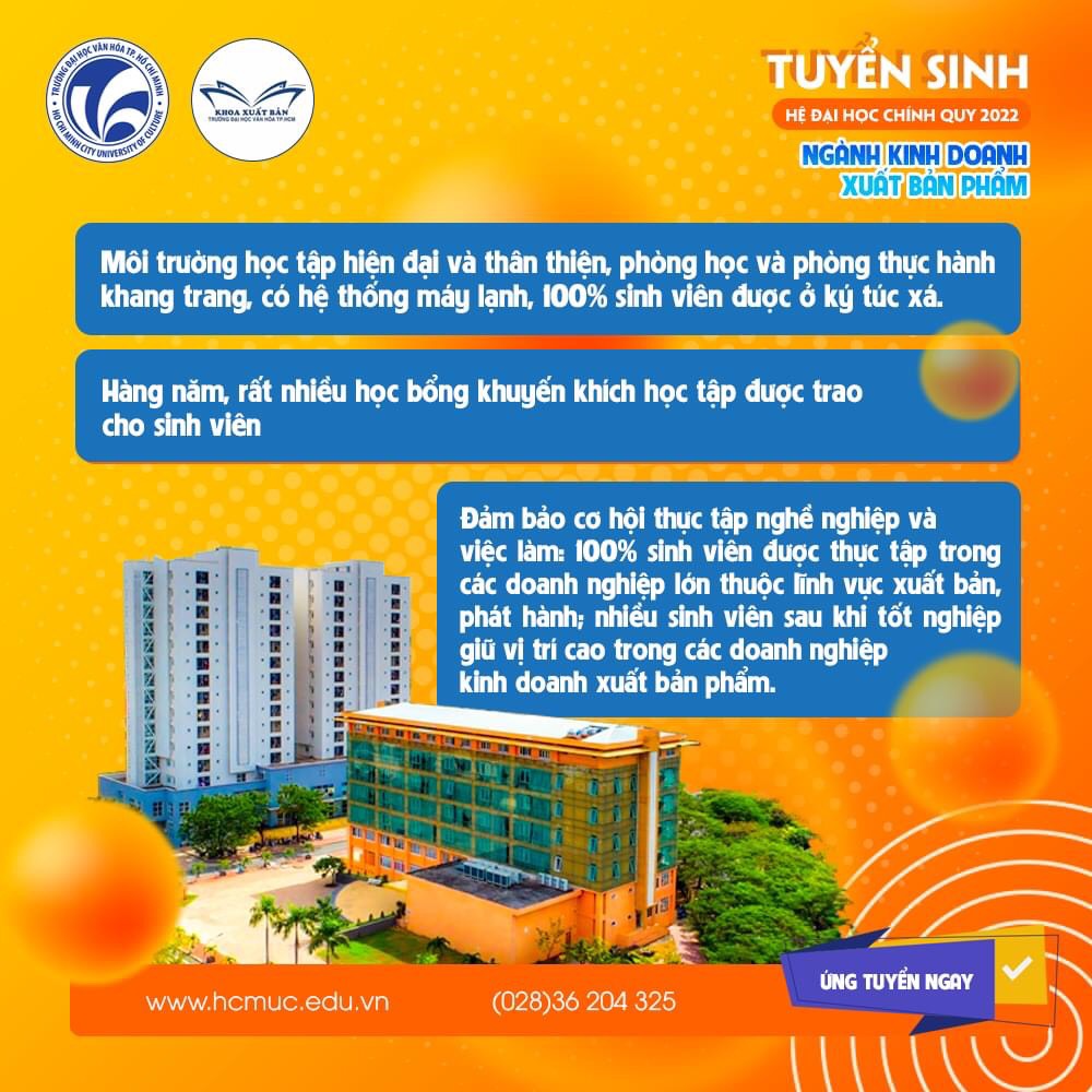 TUYỂN SINH ĐẠI HỌC HỆ CHÍNH QUY NĂM 2022 NGÀNH KINH DOANH XUẤT BẢN PHẨM 